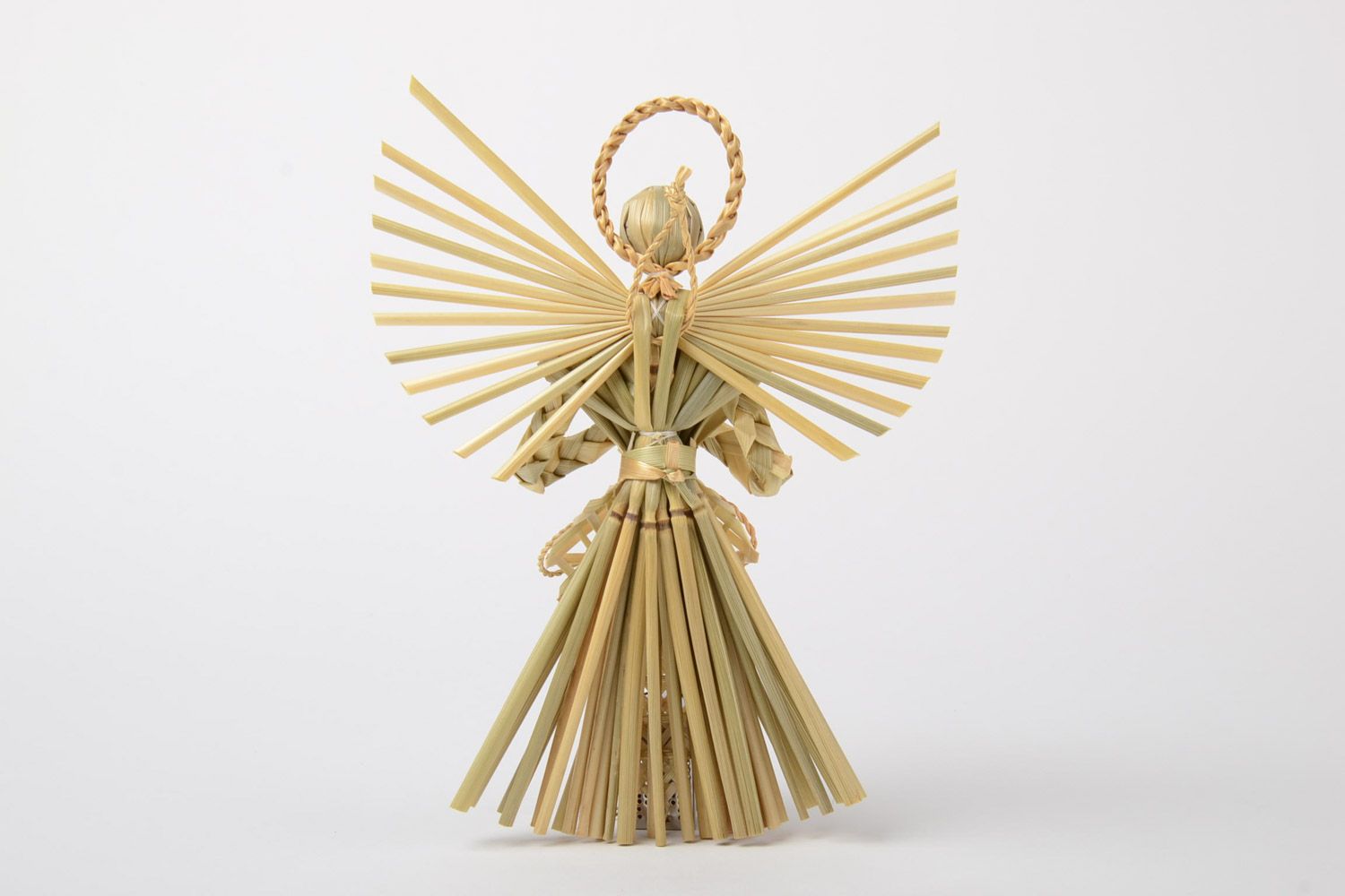 Плетеный Ангел-хранитель из соломы ручной работы интерьерная подвеска фото 4
