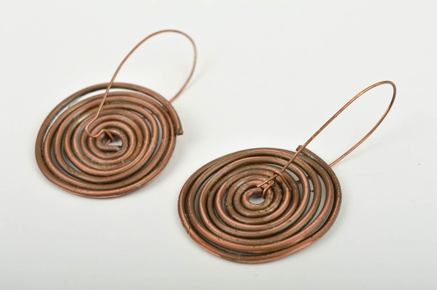 Handmade designer copper earrings stylish beautiful earrings metal accessory photo 3