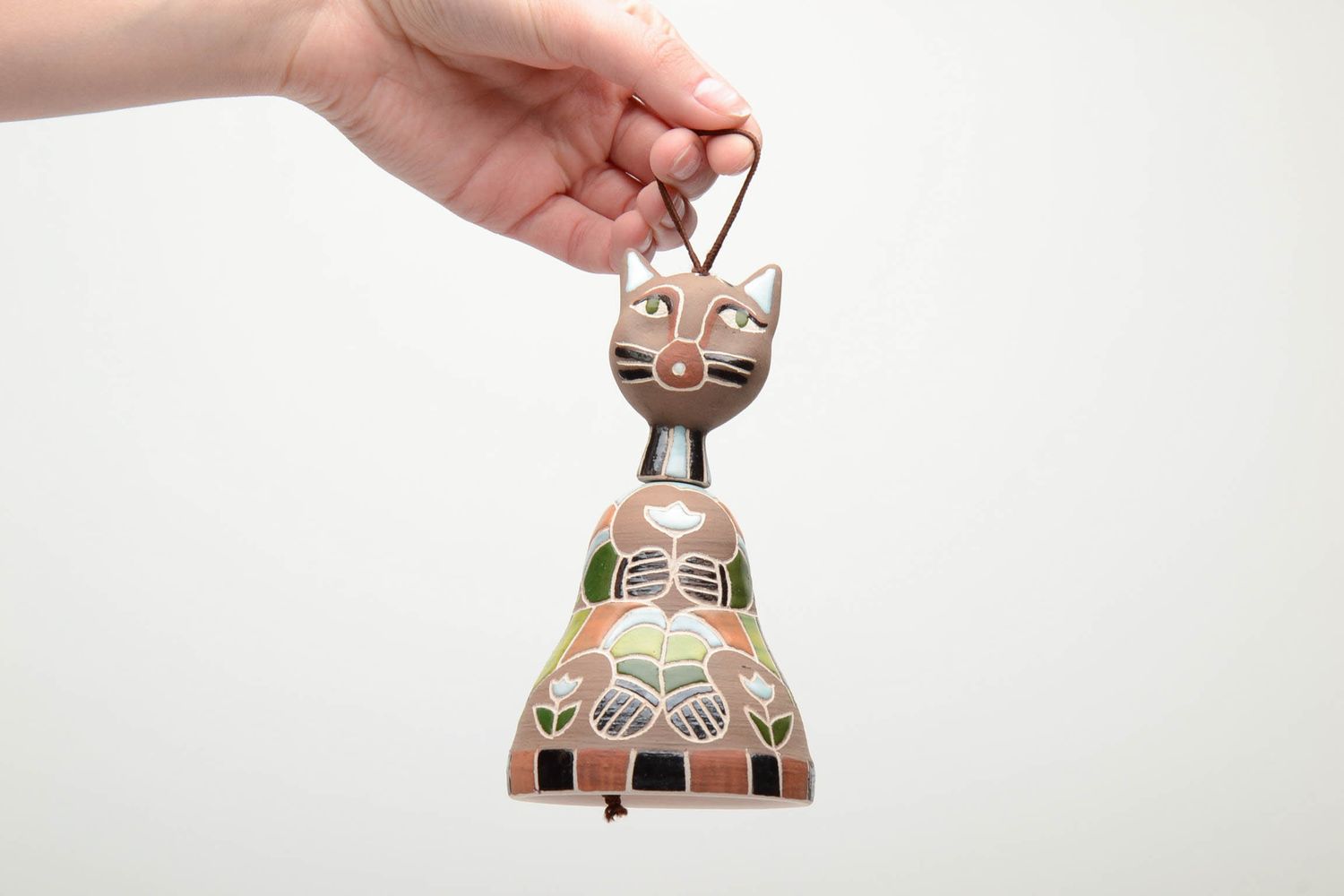Керамический колокольчик кот интерьерная фигурка фото 5