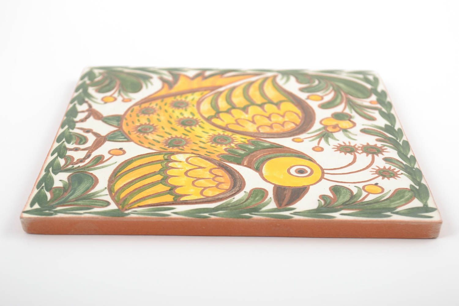 Декоративная керамическая плитка с ручной росписью натуральными красками ангобами фото 4