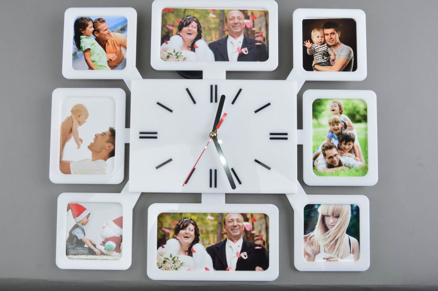 White acrylic glass clock handmade accessory unusual beautiful photo frames photo 2