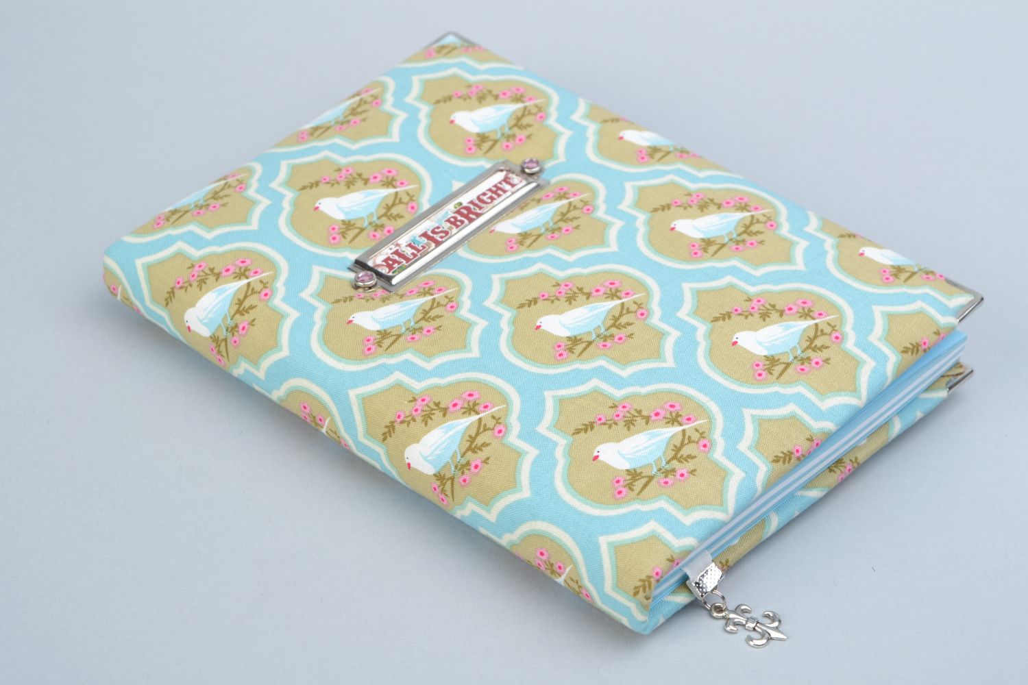 Notebook with fabric cover with birds print photo 5
