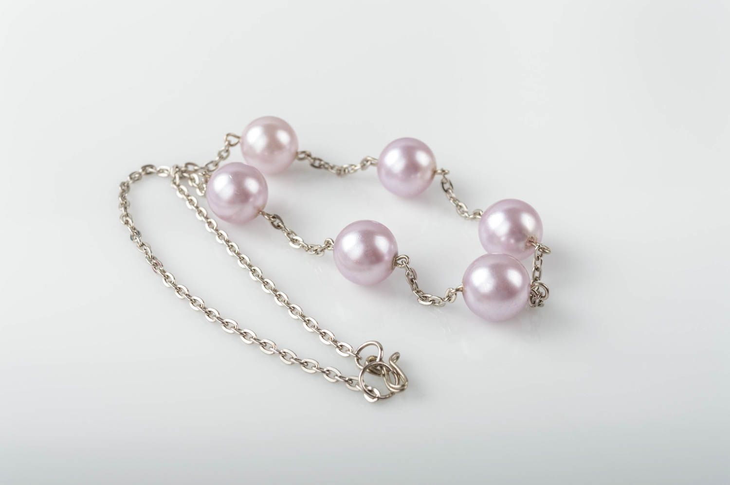Handmade necklace accessory with artificial pearls stylish unusual jewelry photo 3