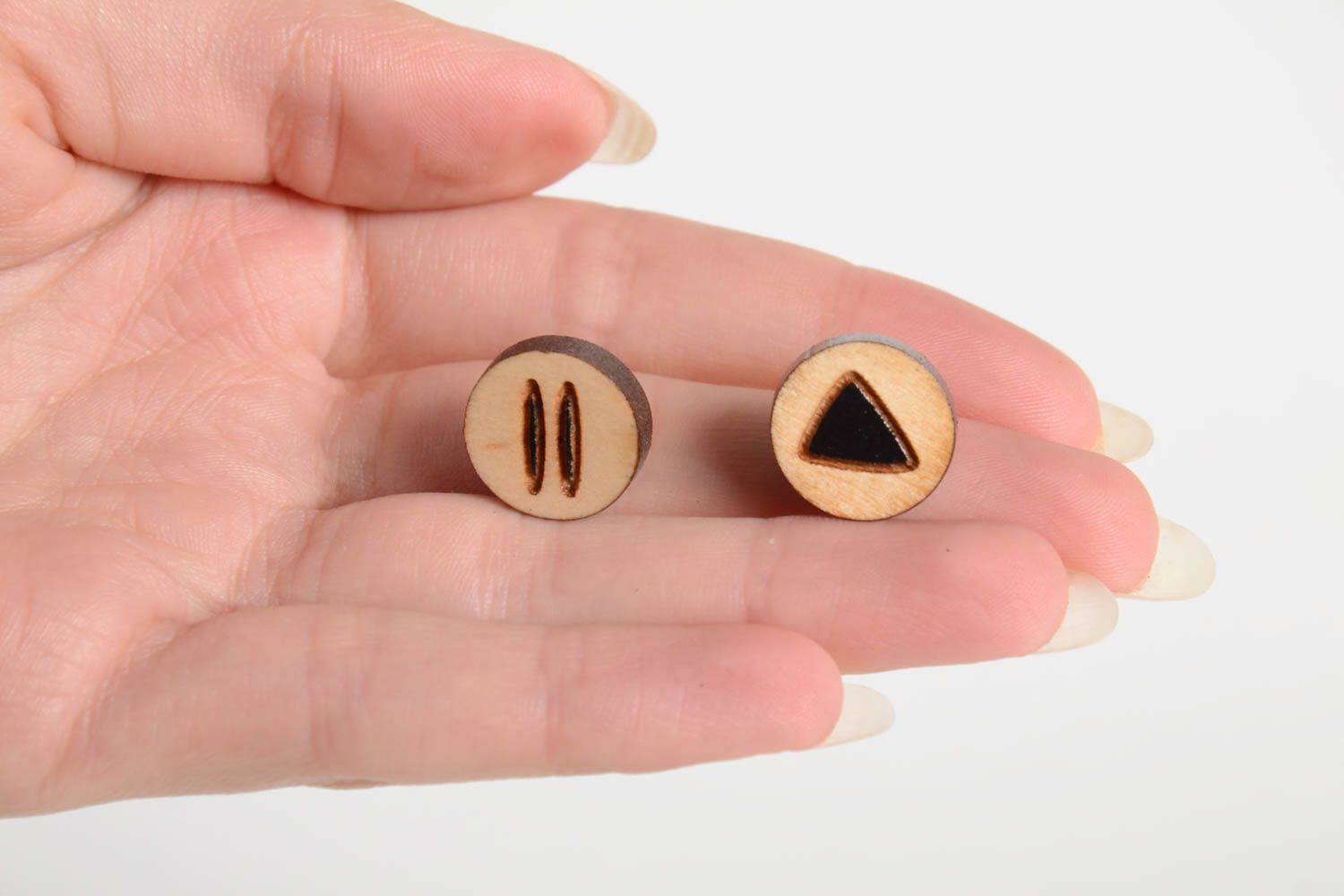 Unusual handmade wooden earrings artisan jewelry designs stud earrings photo 2