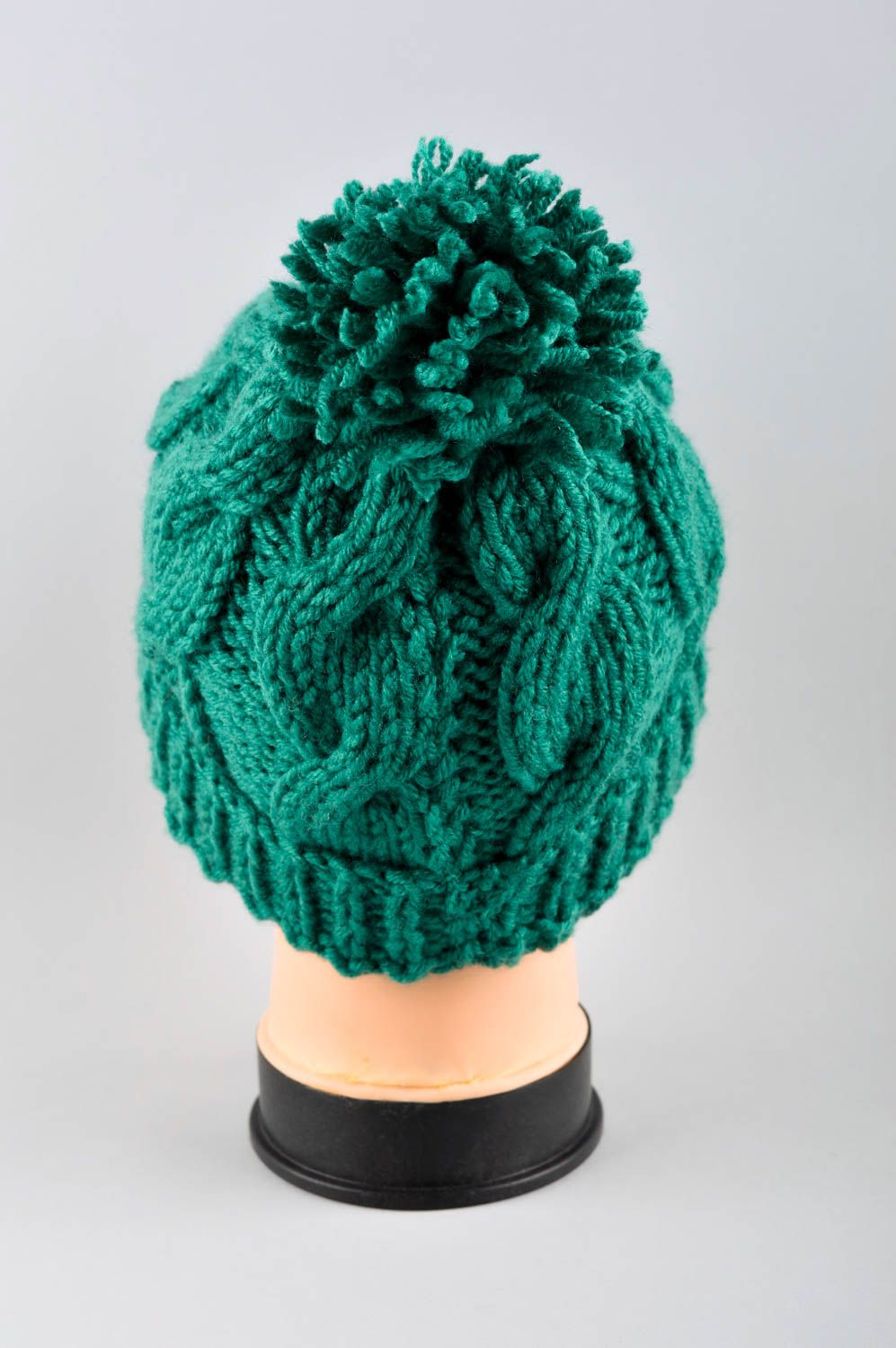 Handmade Damen Mütze mit Bommel Damenmütze Winter Geschenk Idee smaragdgrün   foto 4