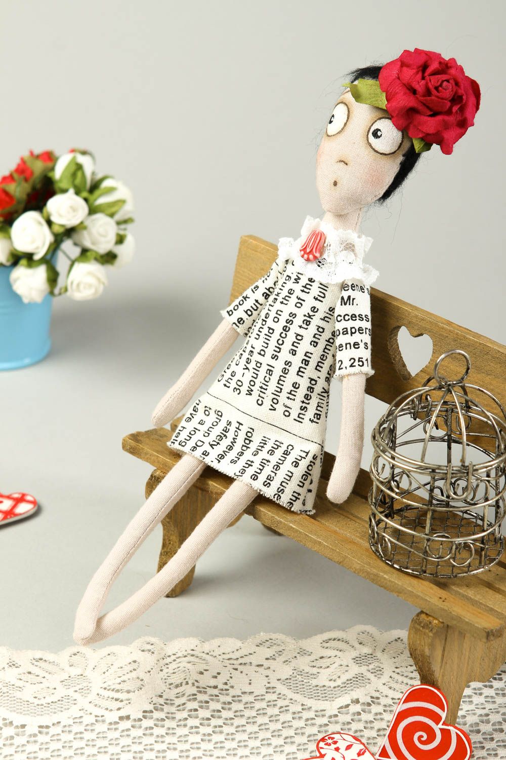 Кукла ручной работы кукла из ткани хлопковой авторская кукла для декора дома фото 1