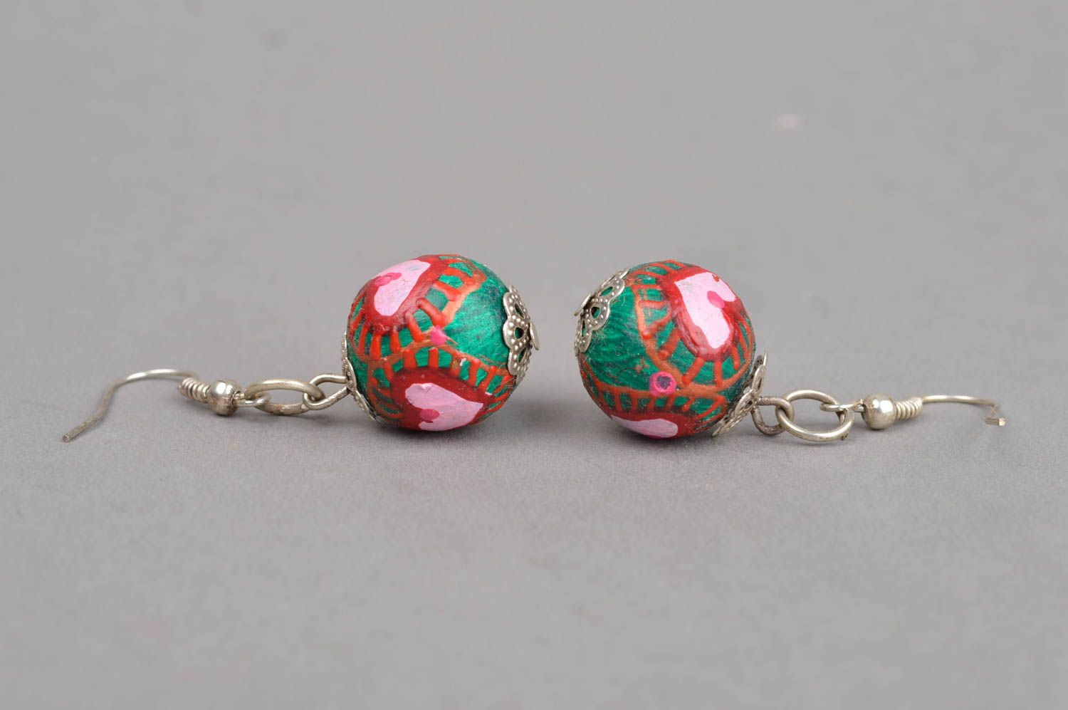 Stylish handmade dangle earrings wooden ball earrings wood craft gifts for her photo 3