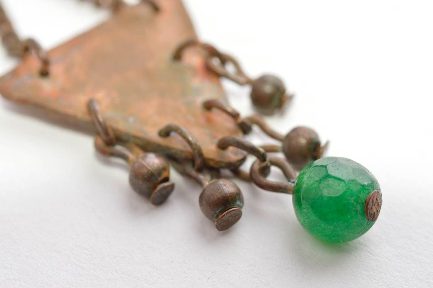 Pendientes de cobre hechos a mano bisutería fina con jade regalo original foto 5