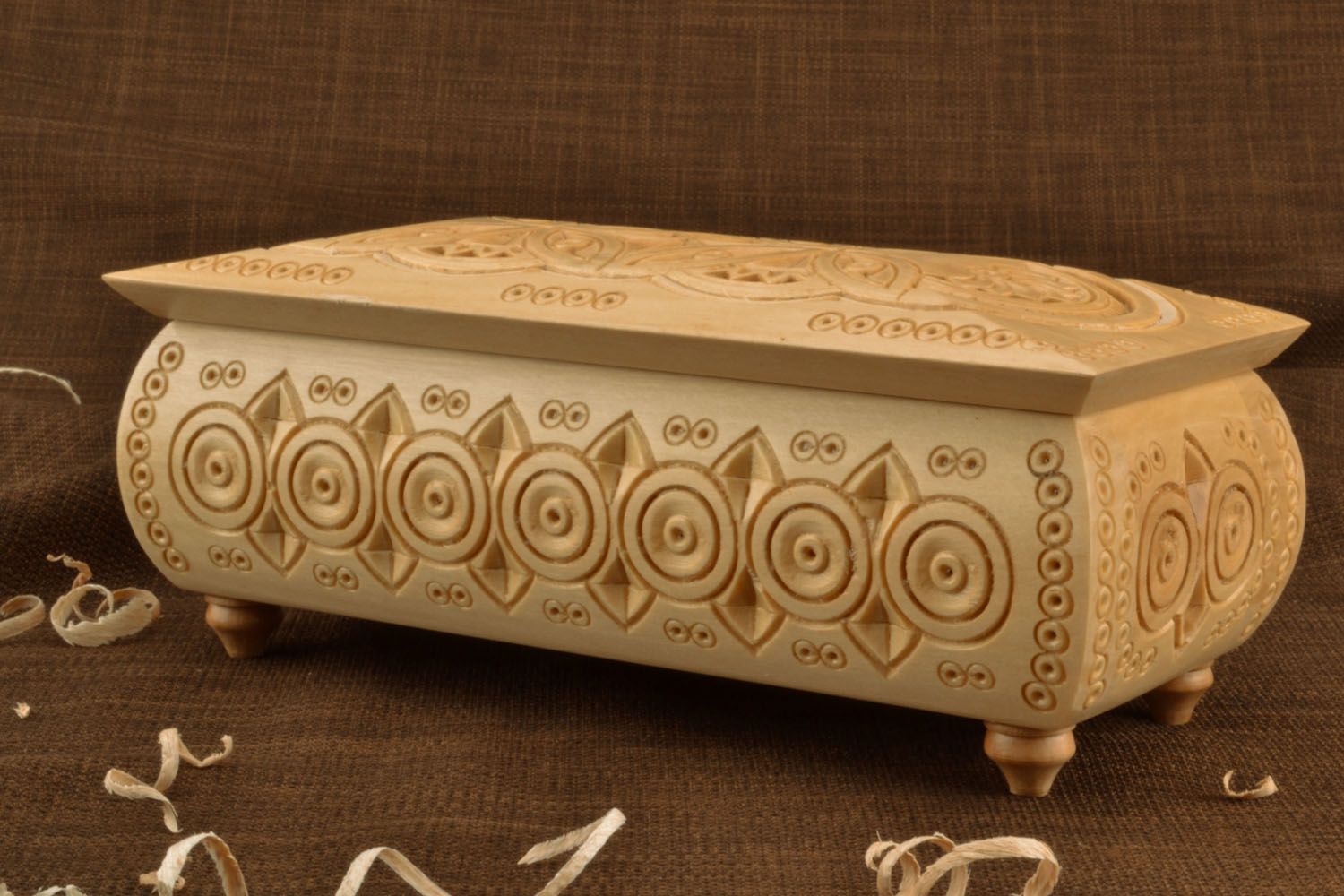 Wooden jewelry box with carvings photo 1