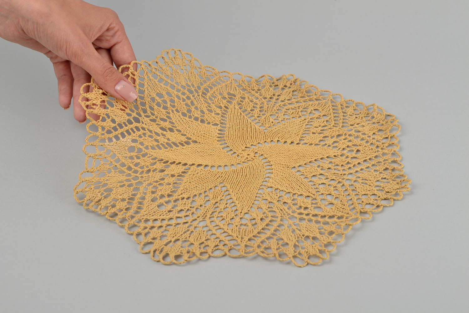 Stylish knitted napkin cotton designer tablecloth for interior present idea photo 2