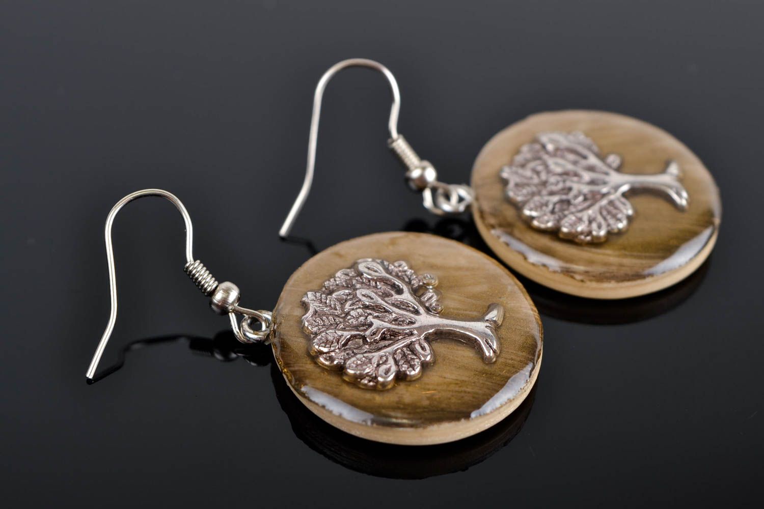 Модные серьги украшение ручной работы серьги из полимерной глины Дерево фото 1