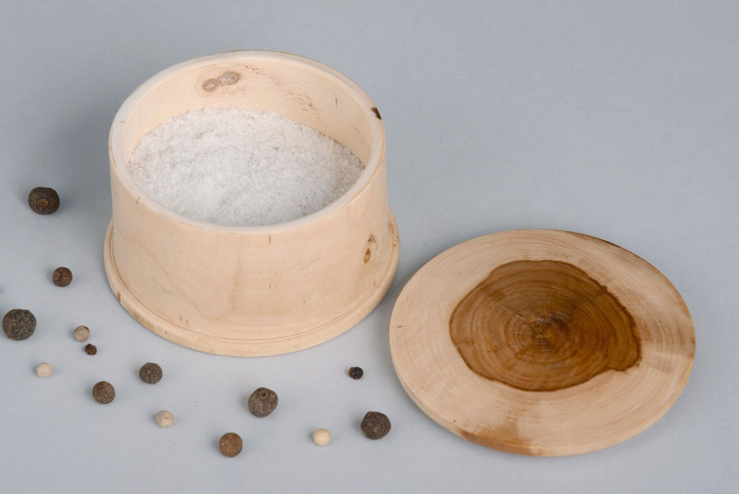 Wooden cup for salt and species photo 5