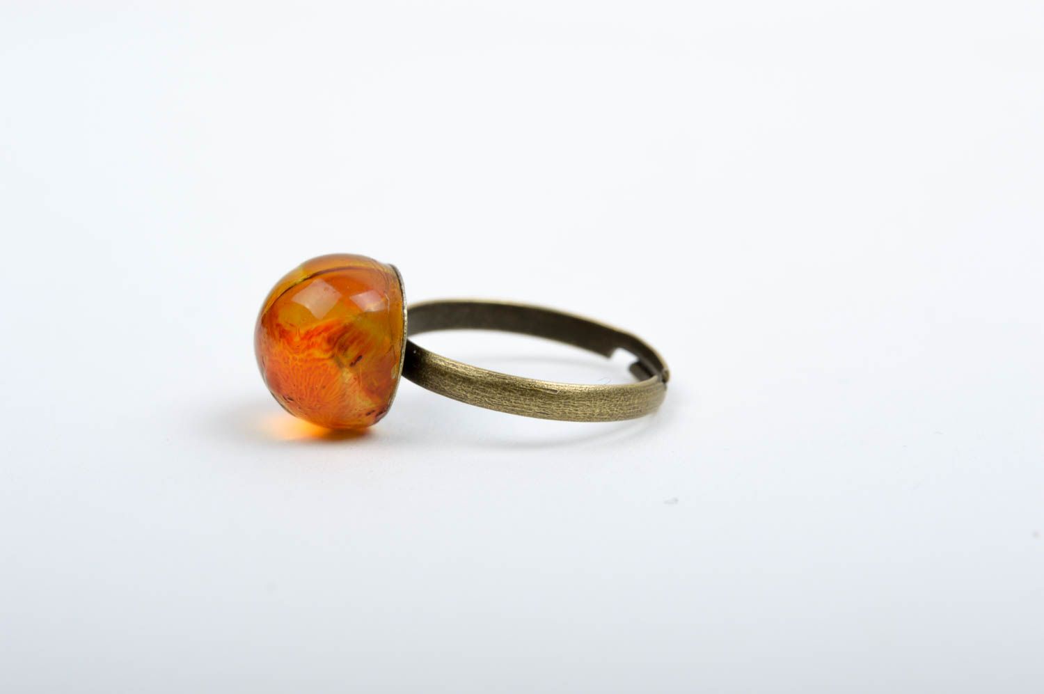 Anillo de vidrio naranja hecho a mano bisutería elegante accesorio para mujer foto 1