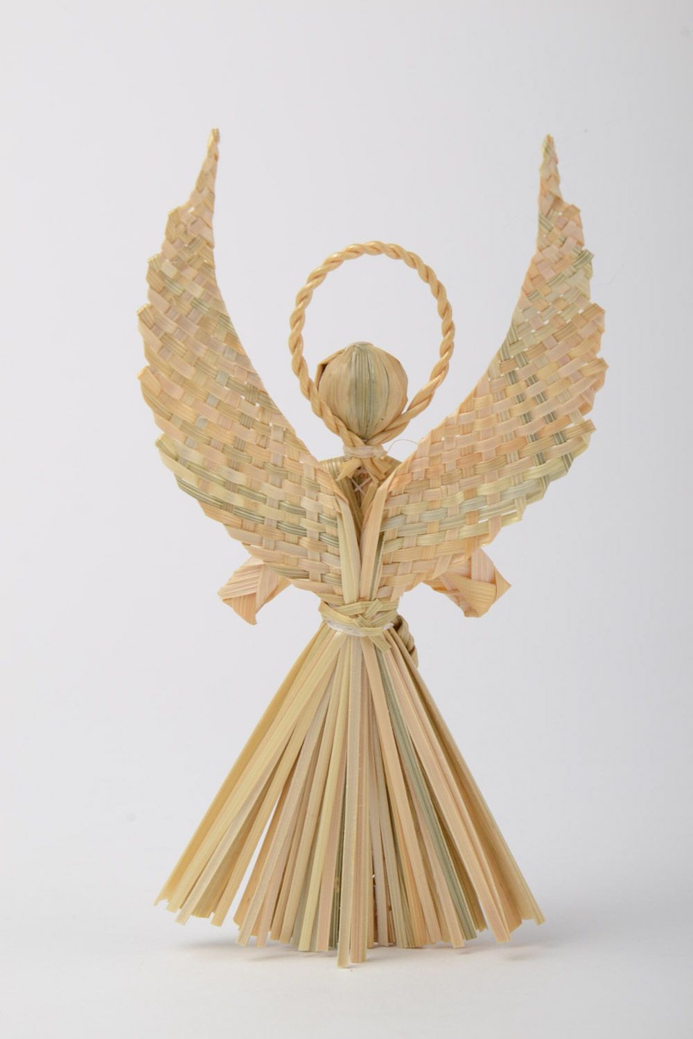 Плетеный Ангел-хранитель из соломы ручной работы настенная подвеска фото 3
