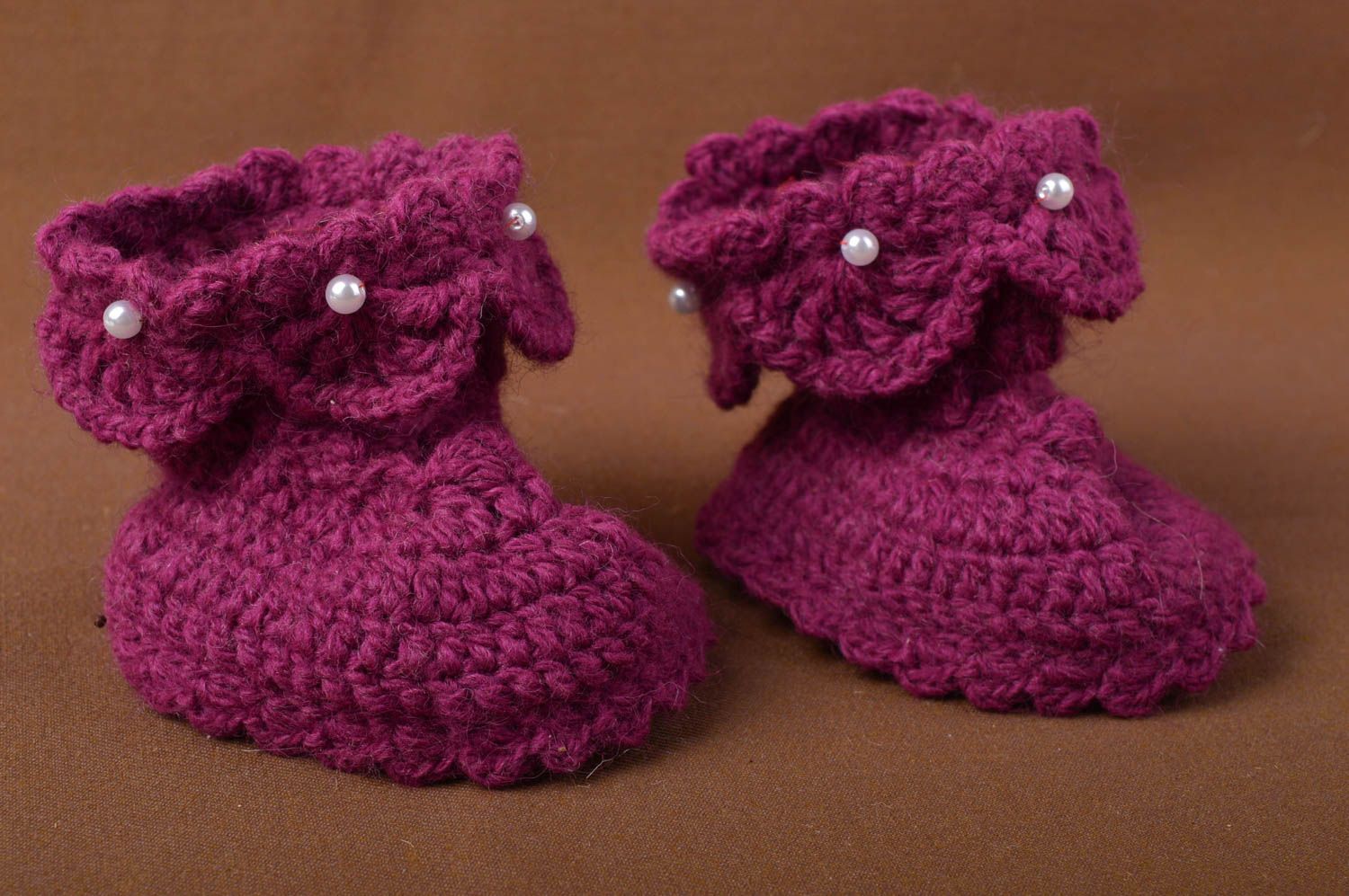 Handgefertigte Schuhe Geschenk für Kleinkinder gehäkelte Babyschuhe weich warm foto 1