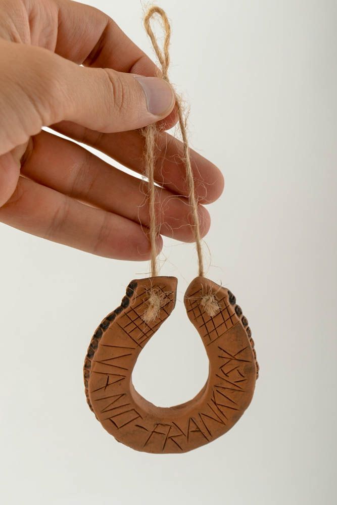 Handmade horseshoe charm for good luck designer clay interior decoration figure photo 1