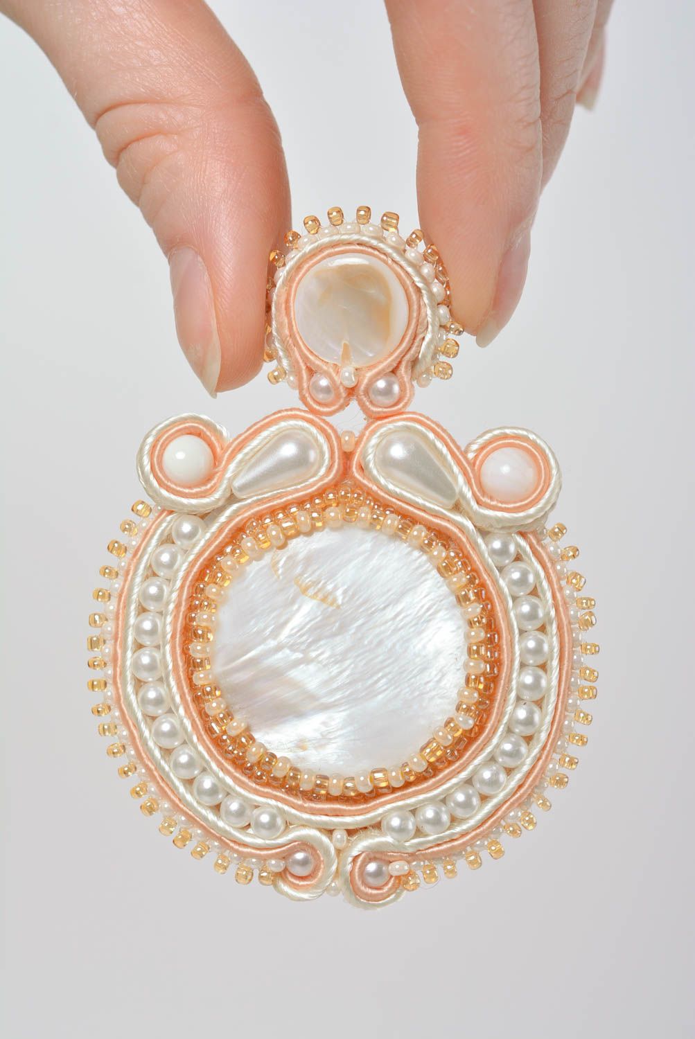 Handmade brooch soutache accessory soutache jewelry with natural stones photo 4