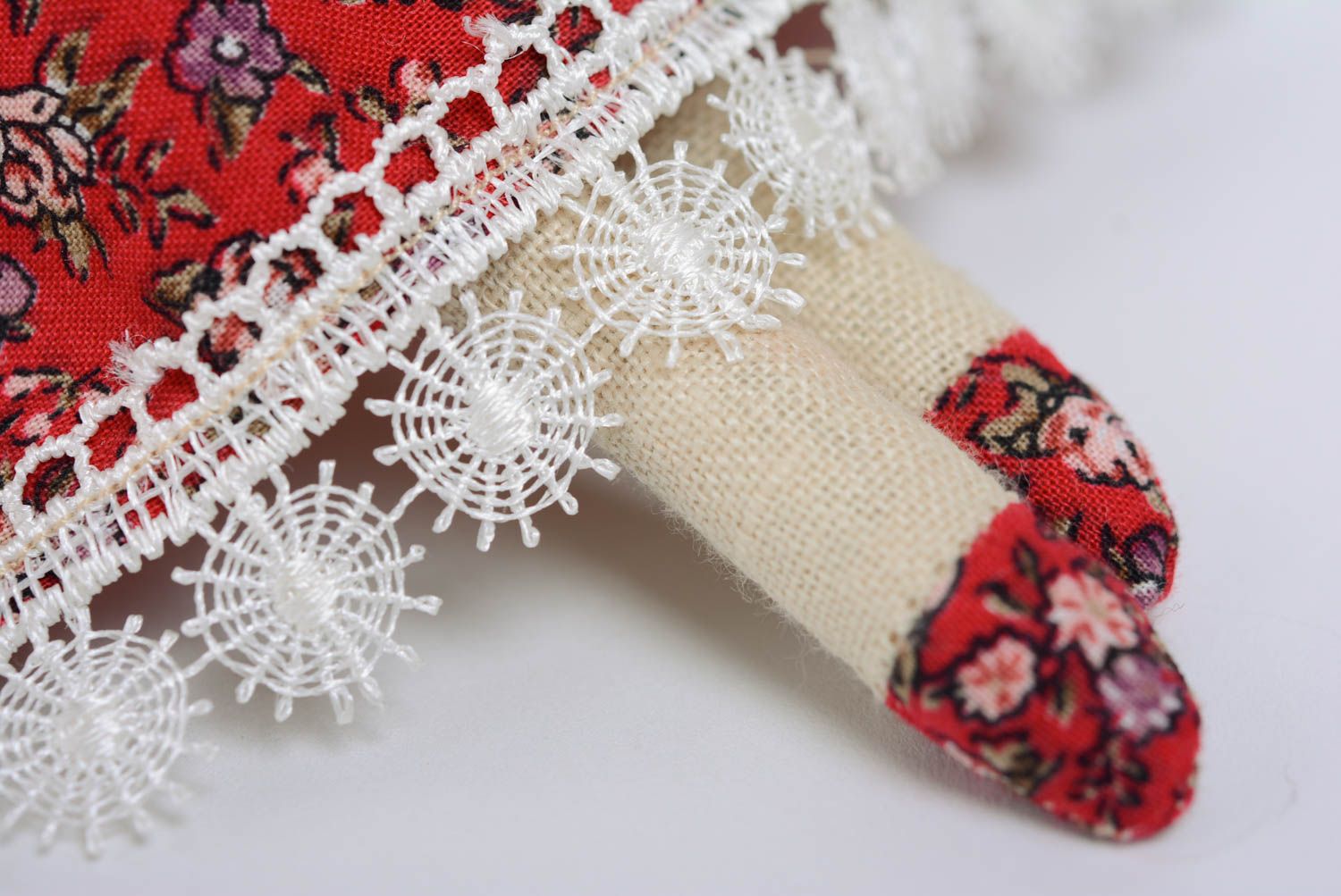 Künstlerische Textil Puppe Brünette im Kleid aus Baumwolle für Kider Handarbeit foto 5