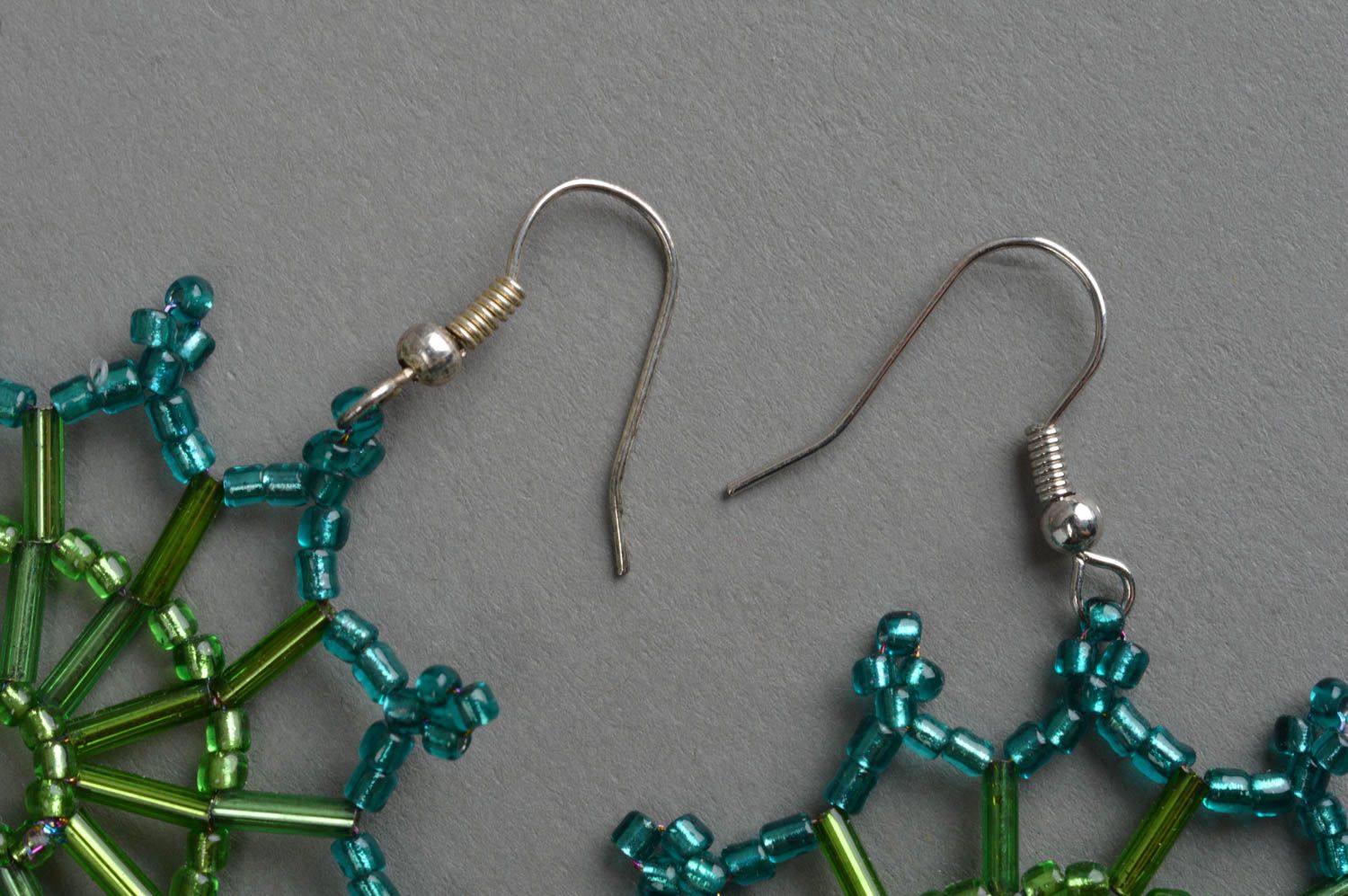 Handmade woven earrings beaded unusual accessories stylish jewelry gift photo 4