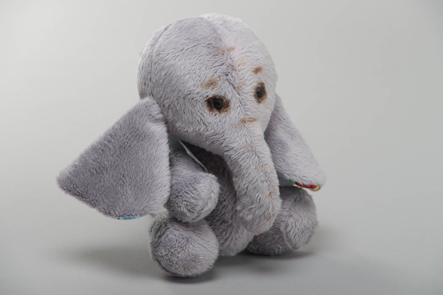 Handcrafted unique soft elephant toy made of imitation fur  photo 2