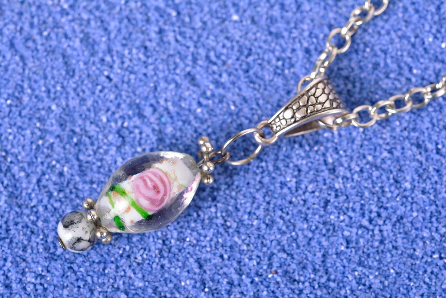 Colgante hecho a mano de cristal accesorio para mujer regalo original Flor linda foto 1