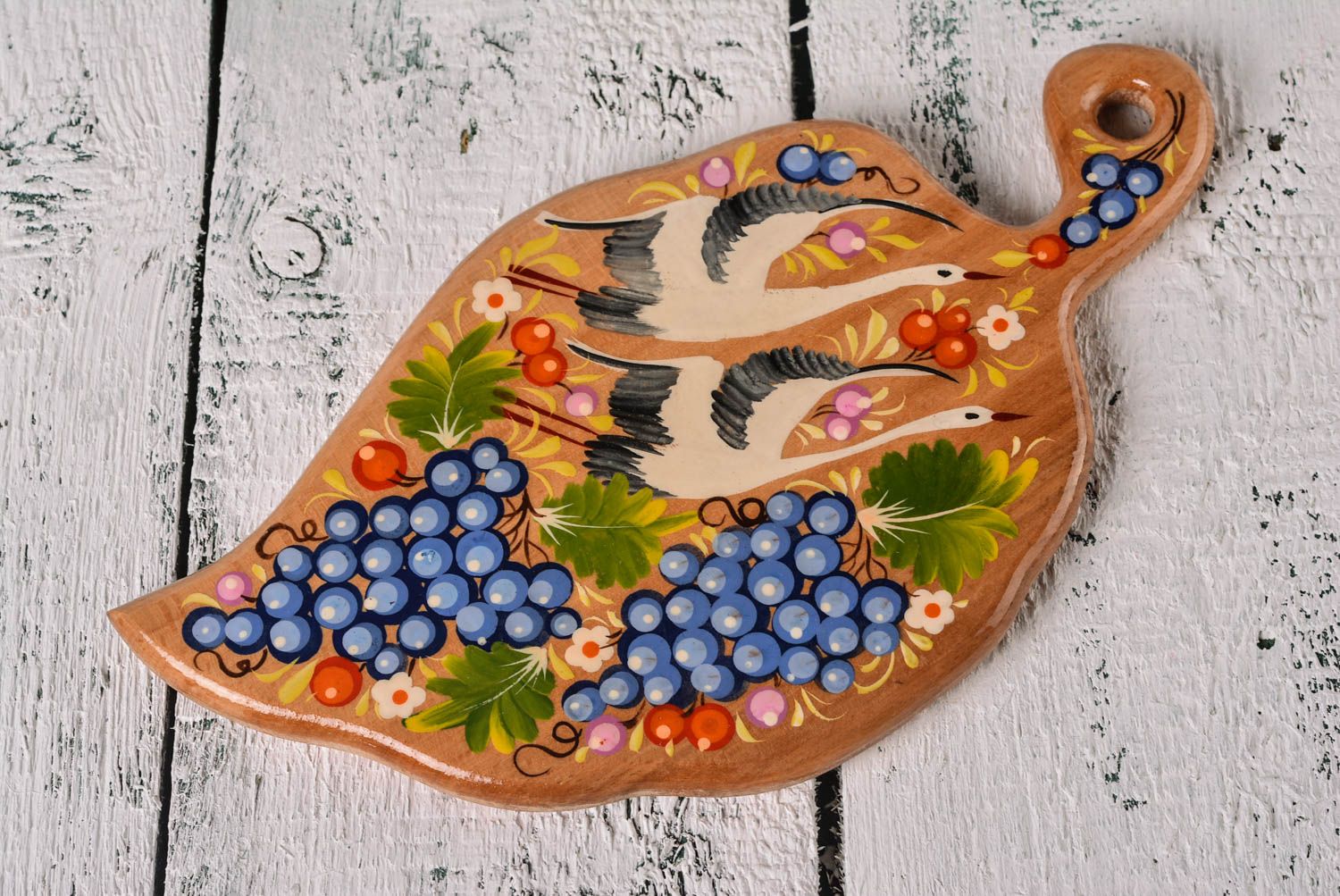 Handmade kitchen utensil wooden painted cutting board decorative use only photo 1