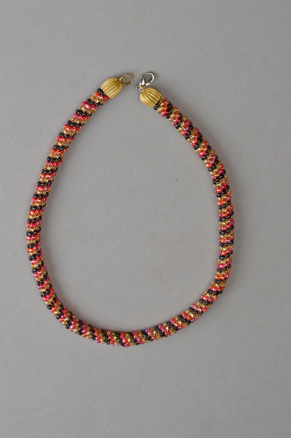 Collier spirale Bijou fait main Cadeau femme tissé en perles de rocaille design photo 2