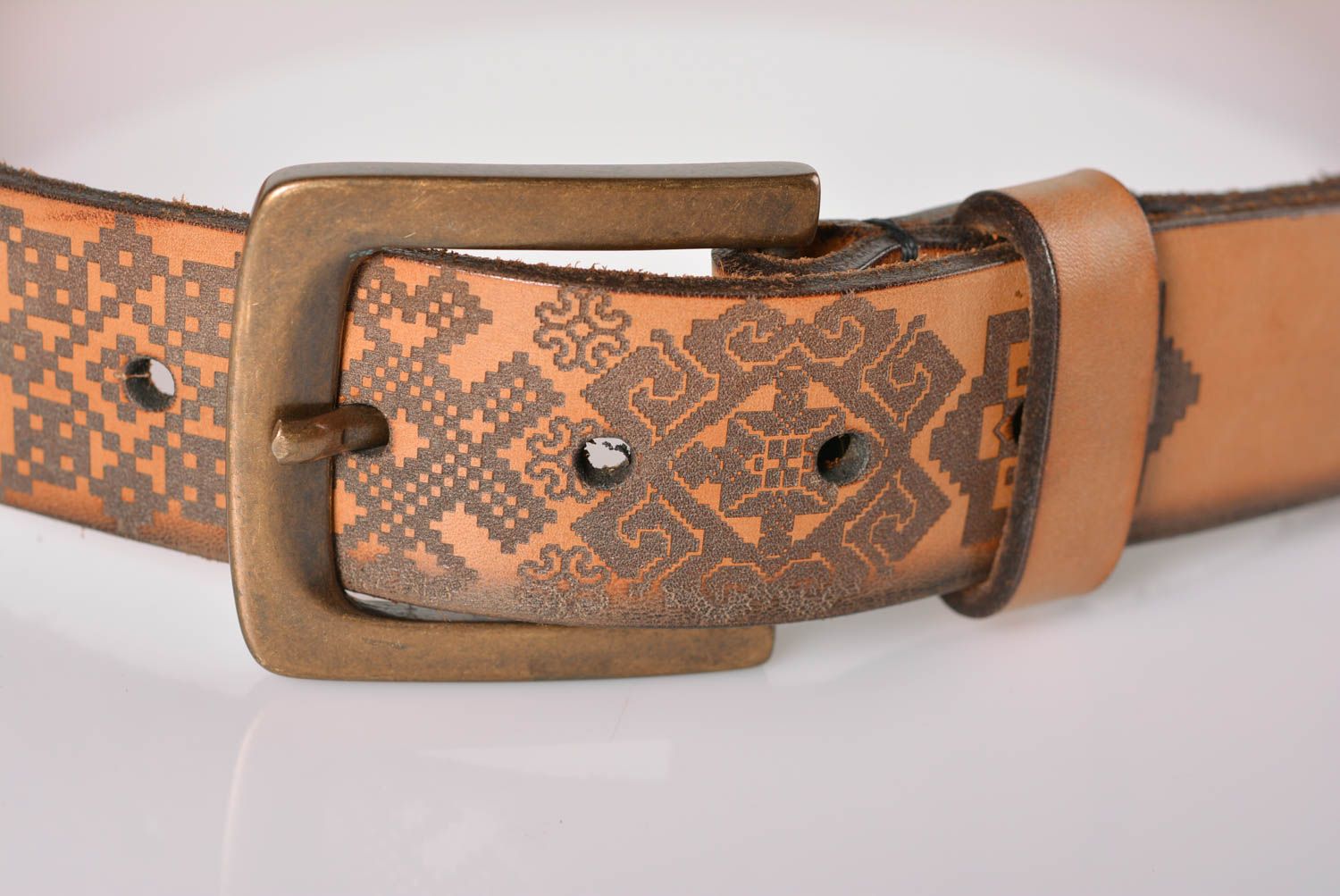 Leather belt handmade leather accessories birthday gifts for him leather goods photo 2