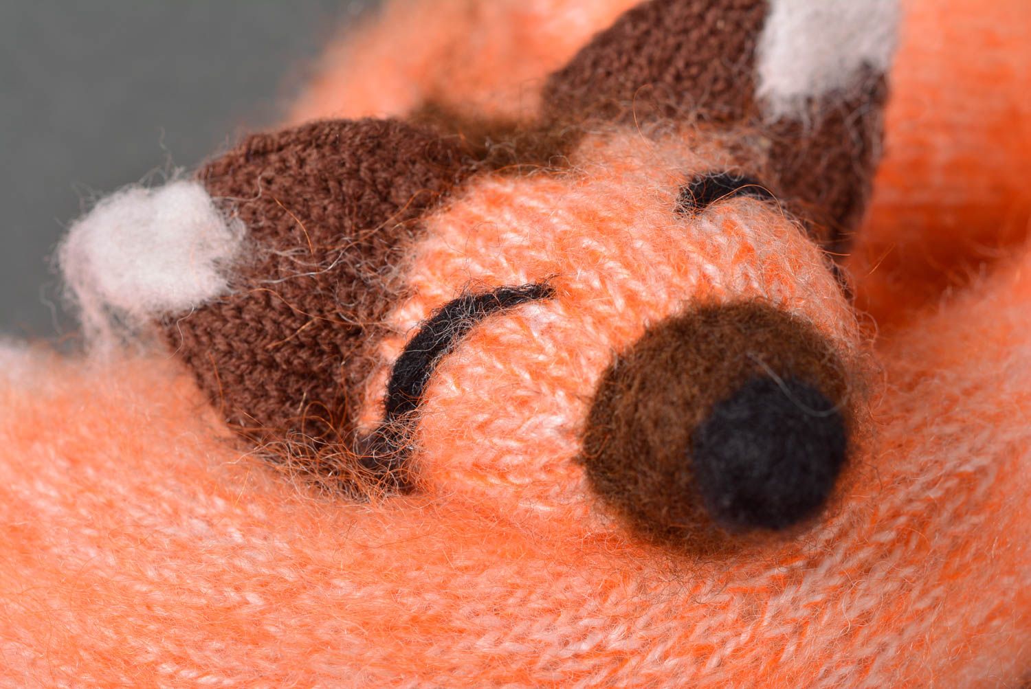 Peluche renard roux Jouet tricot fait main en laine déco Cadeau enfant photo 2
