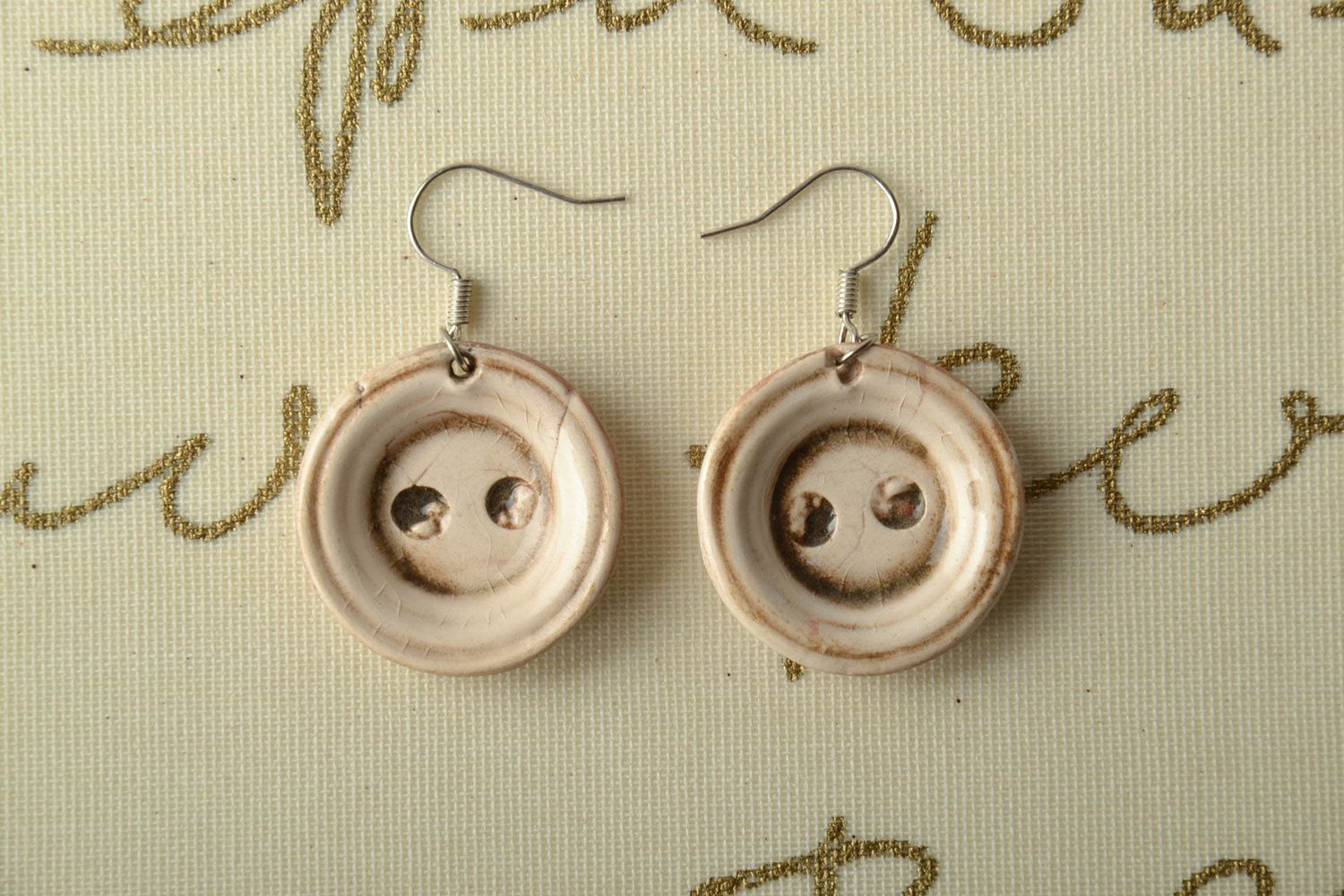 Ceramic earrings painted with enamels Buttons photo 1