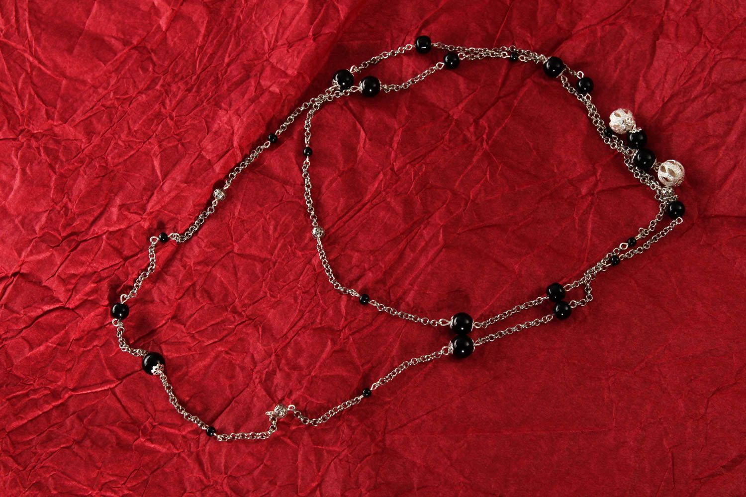 Collier perles fantaisie fait main Bijou femme Сollier métal Cadeau femme photo 1