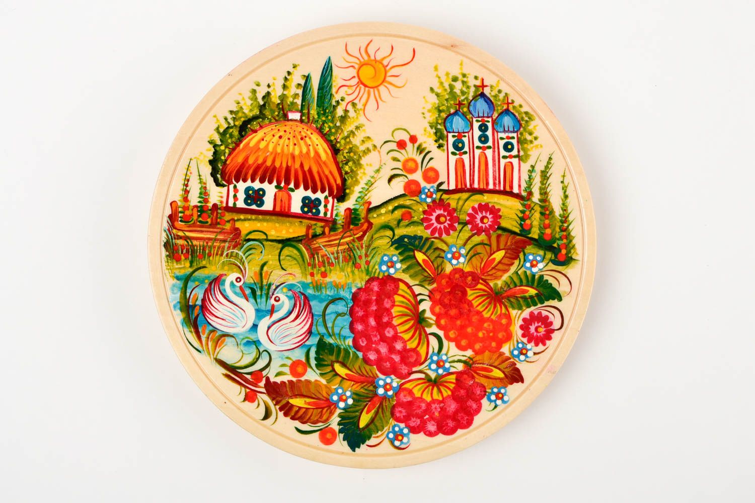 Handmade home decor painted wall plate for decorative use only wooden plate photo 4