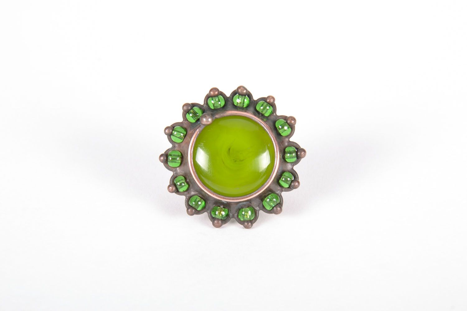 Large ring with glass Olive photo 3