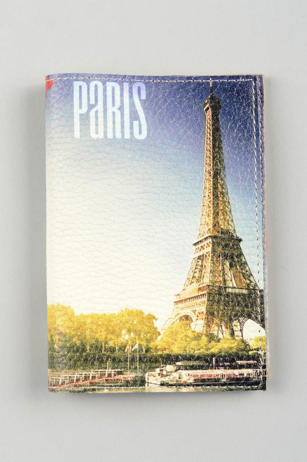 Funda de cuero artesanal regalo original estuche para pasaporte París bonito foto 5