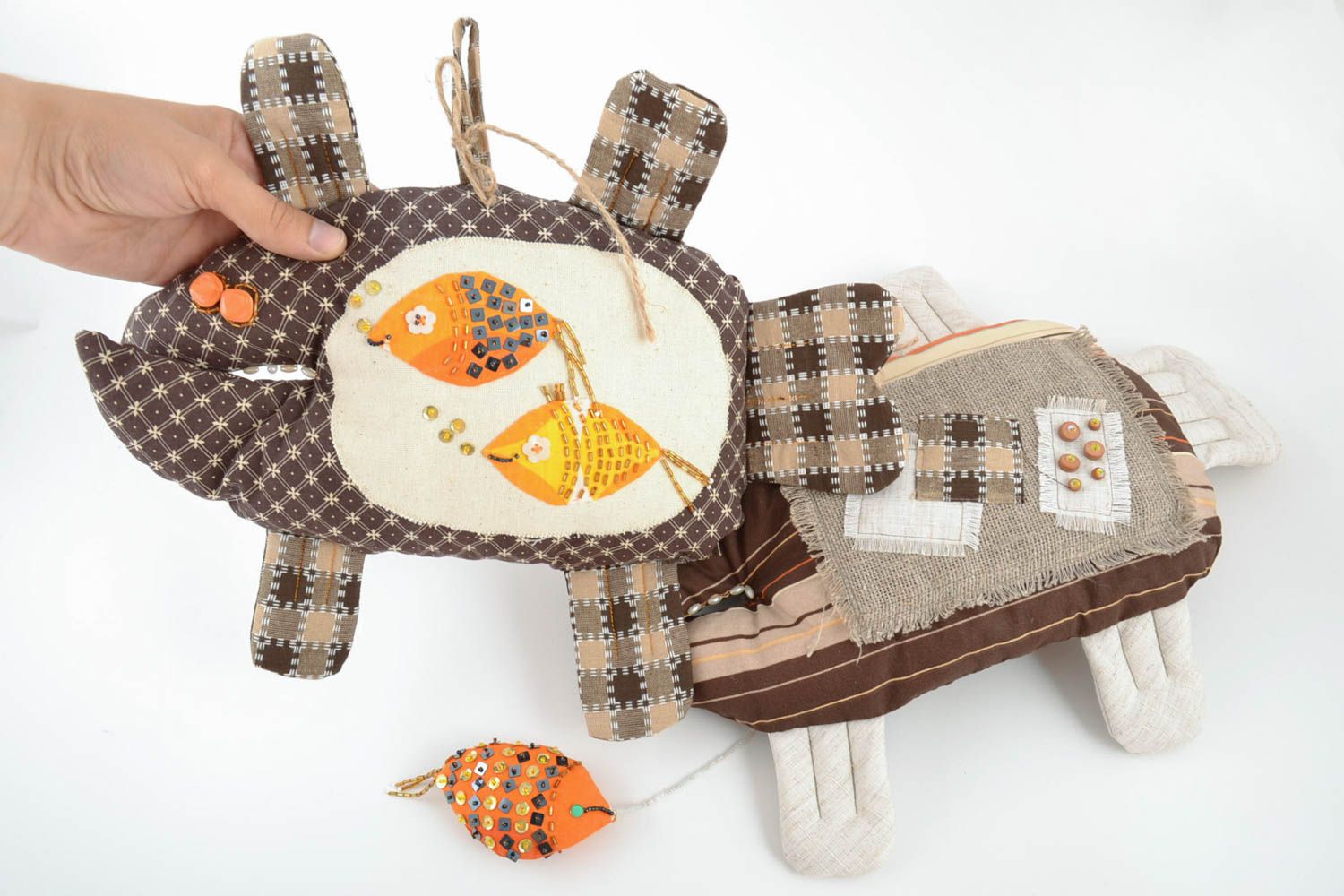 Set of 2 homemade designer beautiful fabric soft toys interior hangings Fish photo 5