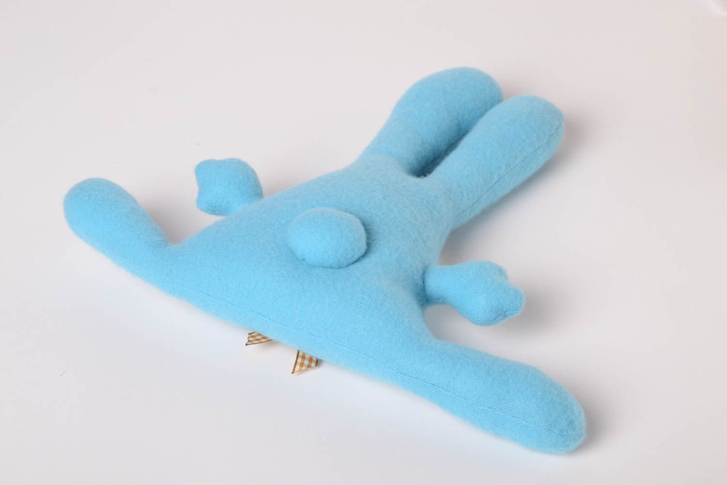 Stoff Kuscheltier handmade Geschenk für Kinder kleines Kuscheltier Hase in Blau foto 4