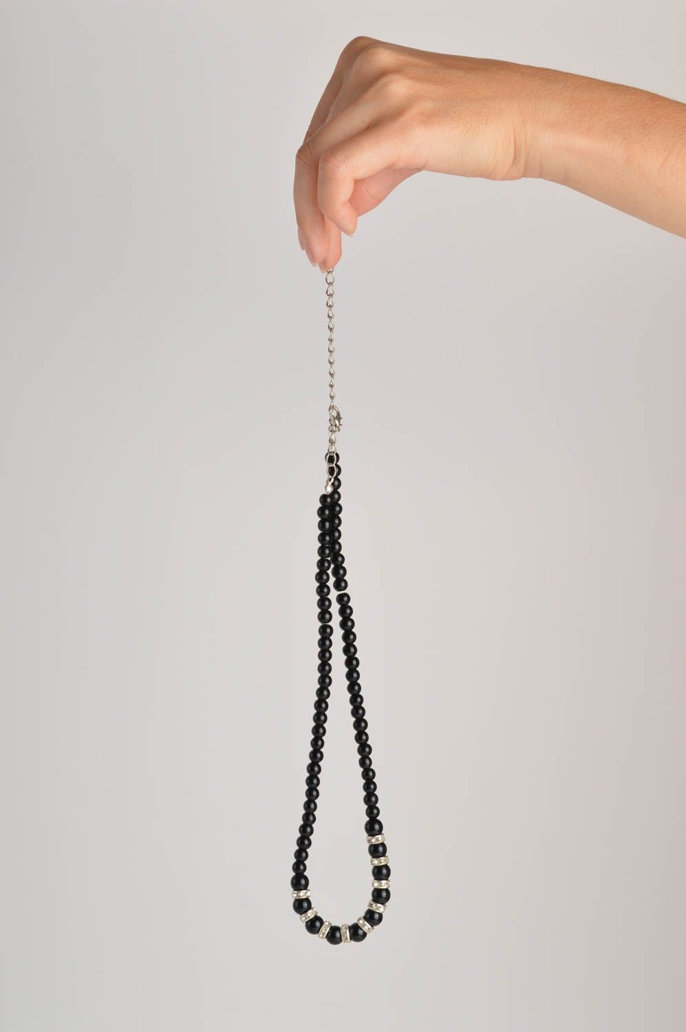 Handmade designer trendy necklace black beaded necklace elegant jewelry photo 5