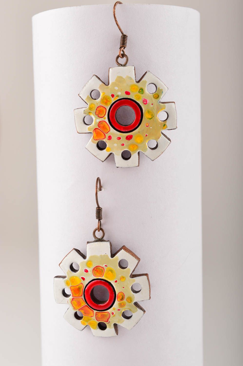 Керамические серьги украшение ручной работы яркие красивые серьги с росписью фото 1