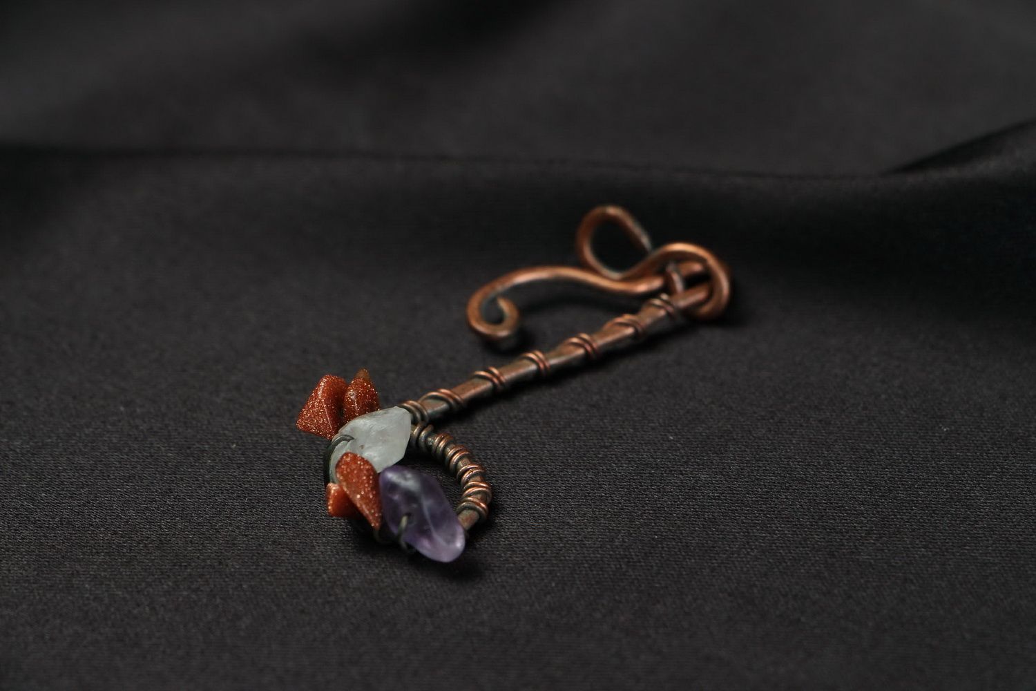 Pendant Made of Copper and Natural Stones Note photo 3