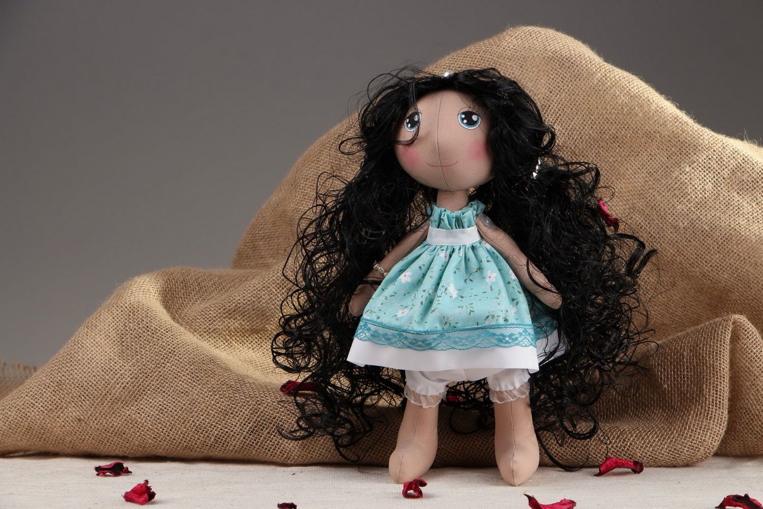 Fabric doll Curly girl photo 5