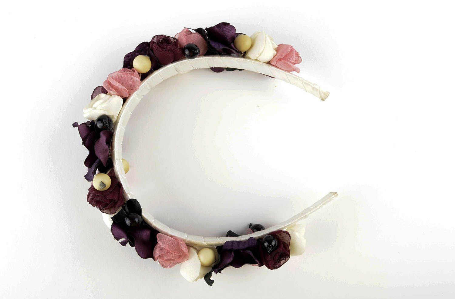 Diadema artesanal con rosas oscuras accesorio para el cabello regalo original foto 5