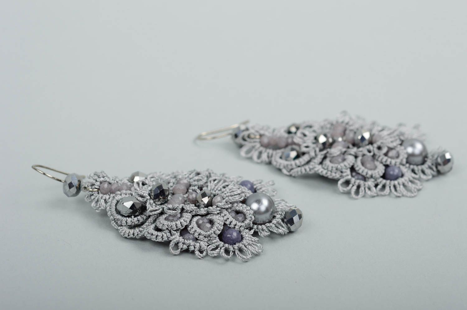 Handmade Spitze Ohrringe Designer Schmuck Accessoires für Frauen mit Perlen foto 2