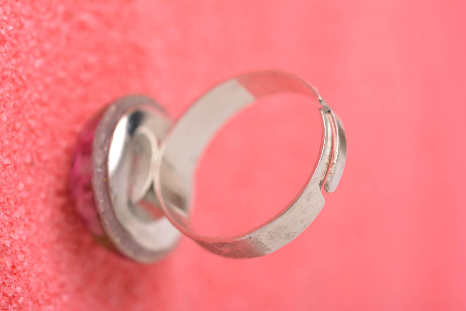 Handmade Blumen Ring mit Rose Damen Modeschmuck Accessoire für Frauen zart foto 5
