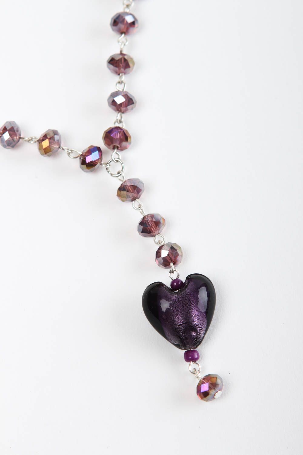 Collier pendentif coeur Bijou fait main verre cristal élégant Cadeau femme photo 3