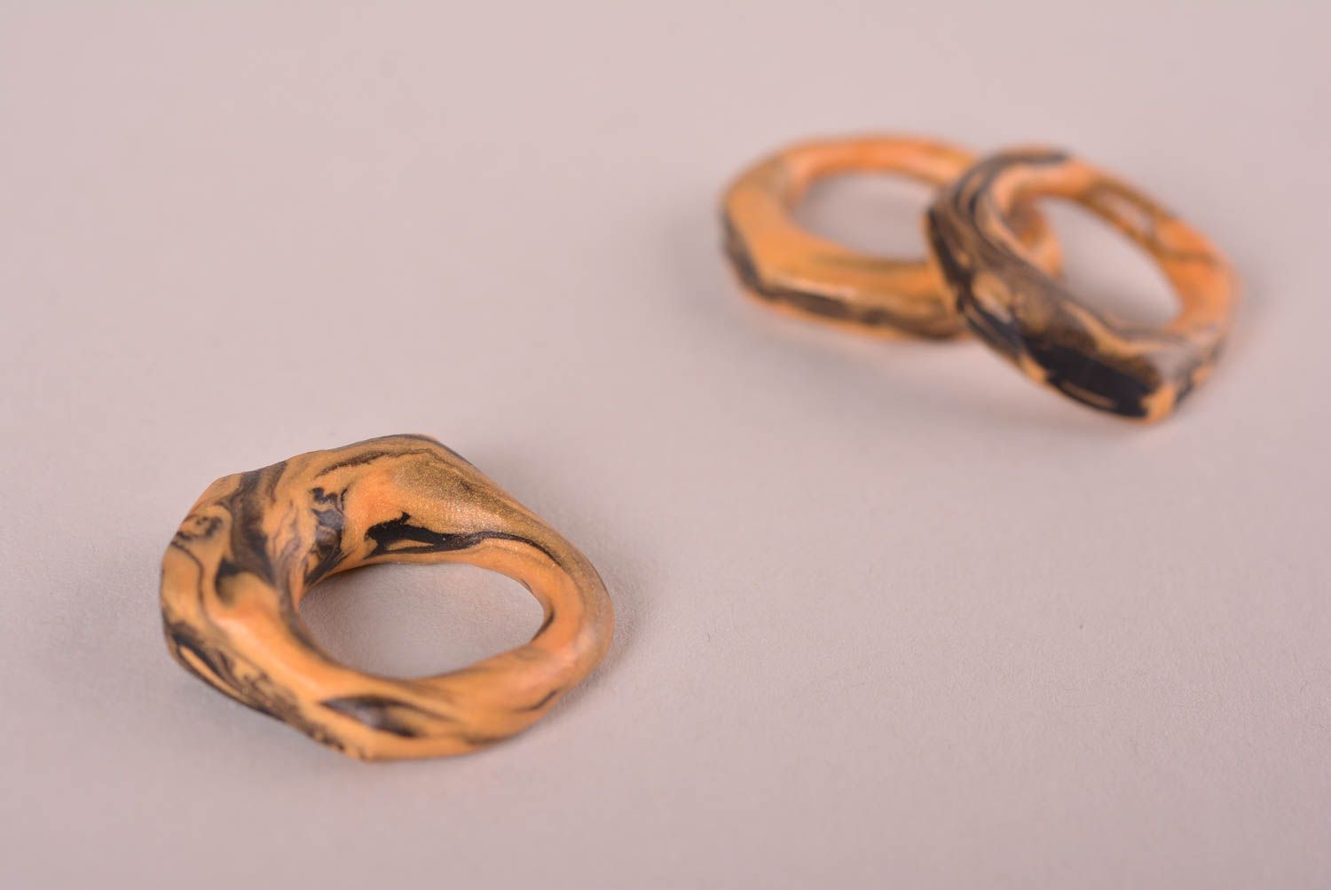 Кольца ручной работы кольца для девушек необычные кольца 3 шт из полимерки фото 5