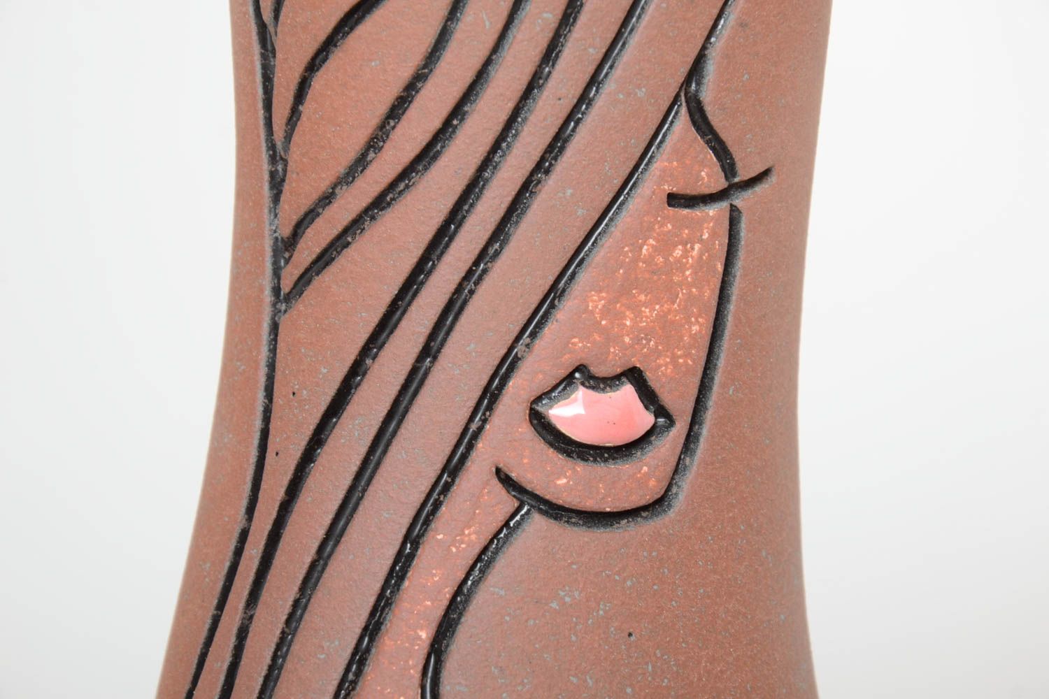 12 inches clay hand-painted vase in art style with woman picture 2 lb photo 3