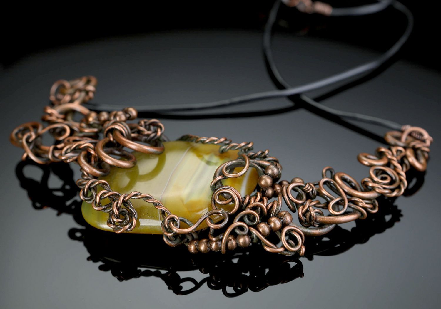 Necklace from copper with agate photo 1