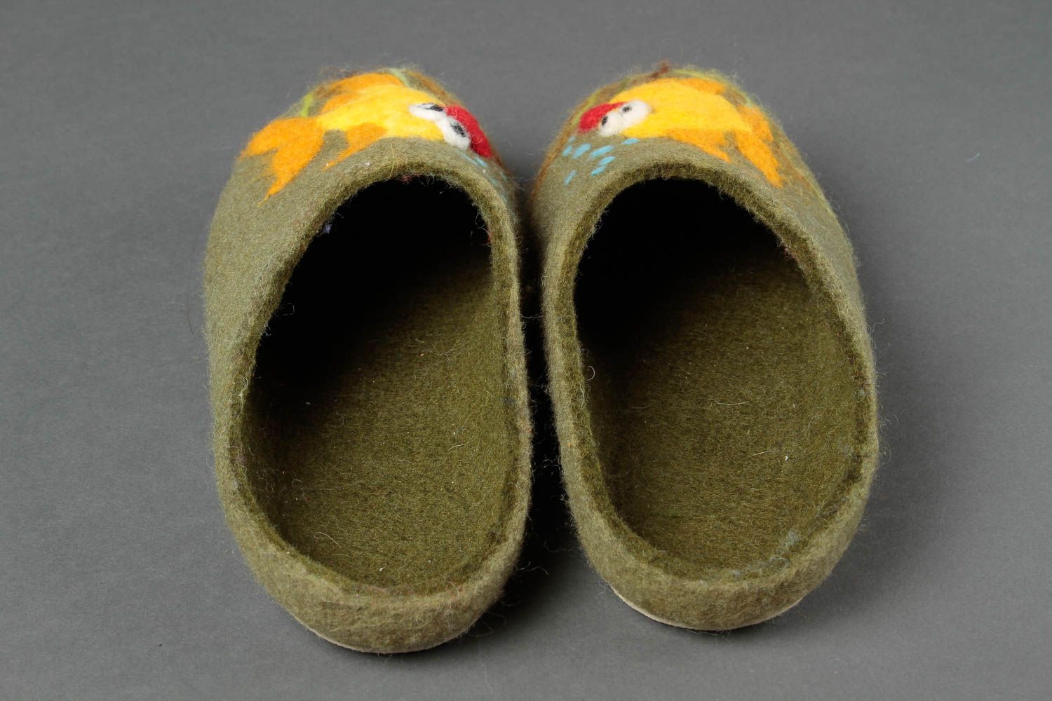 Handmade felted slippers home woolen slippers with fish warm stylish present photo 5