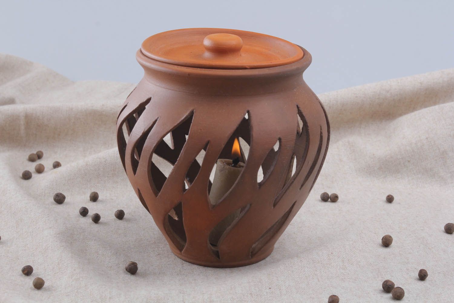 Castiçal de argila feito à mão cerâmica decorativa artesanal foto 5
