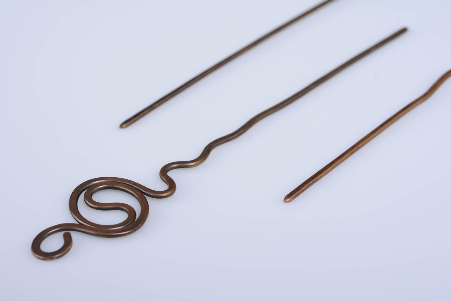Handmade copper hair stick unusual metal hair pin designer hair accessory photo 5